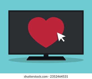 
Desktop computer with heart illustration