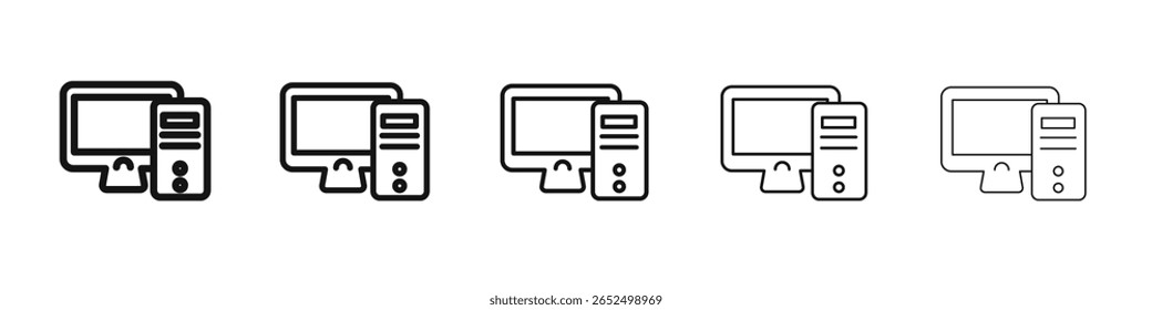 Desktop-Computersymbol, schwarz-weißes Vektorzeichen