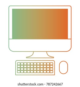 desktop computer icon in degraded green to red color silhouette