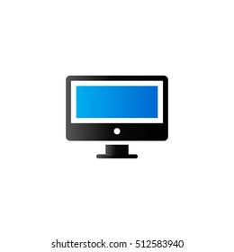 Desktop computer icon in duo tone color. Electronic office monitor