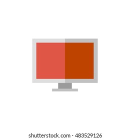 Desktop computer icon in flat color style. Electronic office monitor