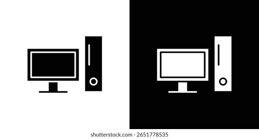 Ícone de computador de mesa de um vetor de estilo plano