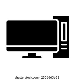 Icono de la computadora de escritorio en estilo glifo