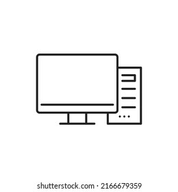 Desktop computer icon. High quality black vector illustration.