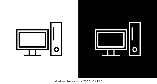 Desktop computer icon icons and symbol set. trendy illustration