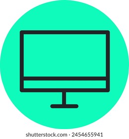 desktop computer icon isolated green background