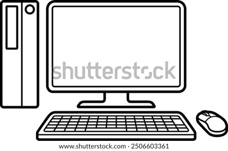 The desktop computer icon isolated on white background