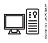 Desktop computer icon Line Art Logo set