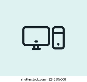 Desktop computer icon line isolated on clean background. Desktop computer icon concept drawing icon line in modern style. Vector illustration for your web mobile logo app UI design.
