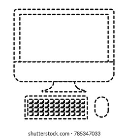 desktop computer icon in monochrome dotted silhouette