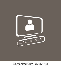 Desktop Computer Icon on Dark Gray Color. Eps-10.
