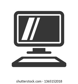 Desktop Computer Icon on White Background. Vector