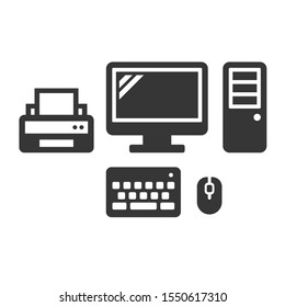 Desktop Computer Icon on White Background. Vector