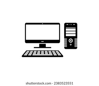 Desktop computer icon on white background.
