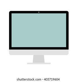 Desktop computer icon on white background. Vector flat desktop computer icon. Monoblock computer, personal computer.