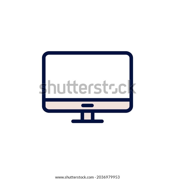 Desktop computer icon\
on white background.