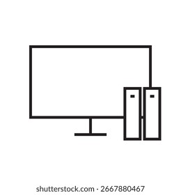 Desktop-Computersymbol Kontur bearbeitbare Kontur Linie Zeichnung eps
