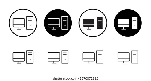 Desktop computer icon Outline vector for web ui