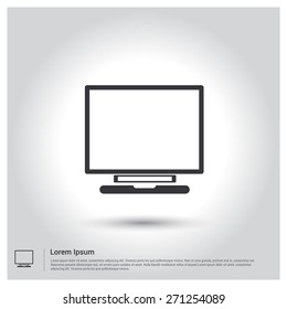 Desktop Computer Icon, pictogram icon on gray background. Vector illustration for web site, mobile application. Simple flat metro design style. Outline Icon. Flat design style