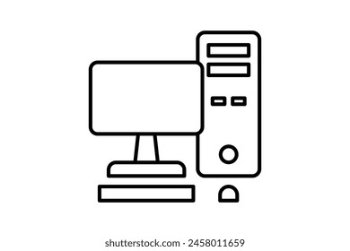 Desktop-Computersymbol. Computerbezogenes Symbol. Geeignet für Website, App, Benutzeroberflächen, druckbare usw. Line-Icon-Stil. Einfaches Vektorgrafik-Design bearbeitbar