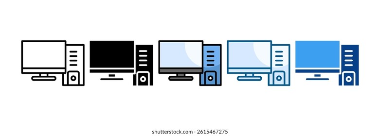 Desktop Computer Icon Set Multiple Style Collection