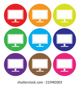 desktop computer icon set vector 