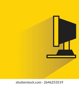 desktop computer icon with shadow yellow background