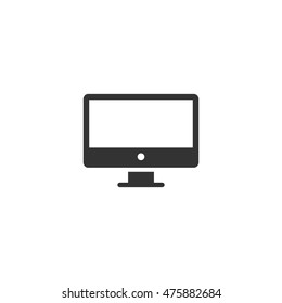 Desktop computer icon in single color. Electronic office monitor