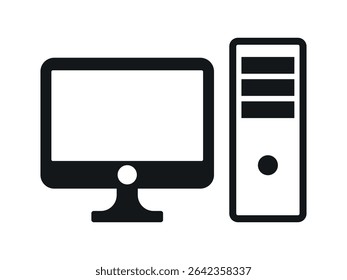 Desktop computer icon. Vector illustration.