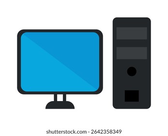 Desktop computer icon. Vector illustration.