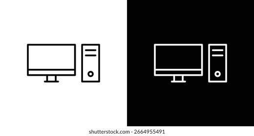 Ilustração de vetor de ícone de computador desktop - ícones de vetor de estilo preto de alta qualidade