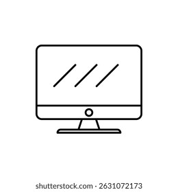 desktop computer icon, vector line isolated on white background. trendy and modern design
