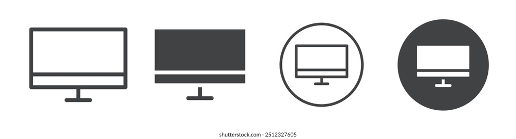 desktop computer icon Vector logo outline