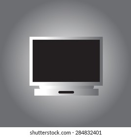 Desktop computer icon vector silver and black design. 