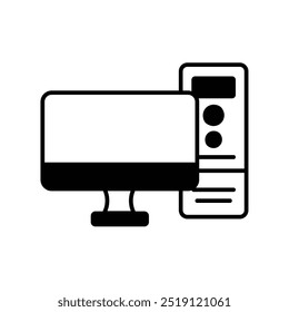 Icono de computadora de escritorio con fondo blanco Vector Ilustración de stock