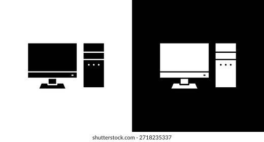 Desktop computer icons. Glyph Symbol. Isolated Vector Illustration pack