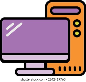 Icono de ilustración de equipo de escritorio. Símbolo de PC. Plantilla de logotipo de PC 