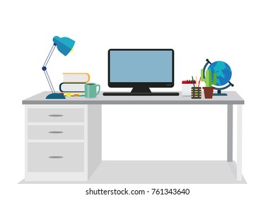 Desktop Computer Isolated Vector Illustration Stock Vector (Royalty ...