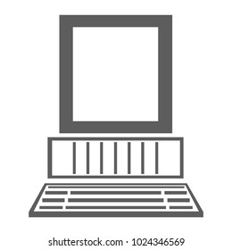 Desktop Computer and keyboard  Silhouette Icon Vector Illustration isolated on white