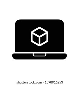 Desktop Computer Laptop Solid Icon - Modern Technology AR / VR (Augmented Reality / Virtual Reality) Sign