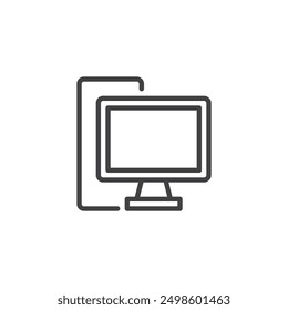 Desktop computer line icon. linear style sign for mobile concept and web design. Computer monitor outline vector icon. Symbol, logo illustration. Vector graphics