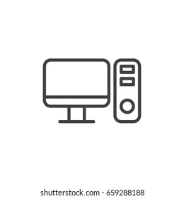 Desktop computer line icon, outline vector sign, linear style pictogram isolated on white. Symbol, logo illustration. Editable stroke. Pixel perfect