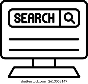 Desktop Computer Line Vector Icon Design