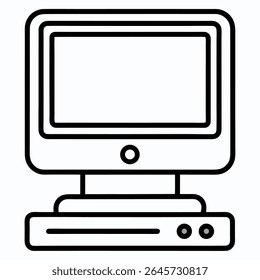 desktop computer lineart vector icon