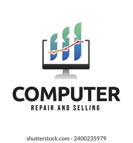 Desktop computer logo design isolated on white background