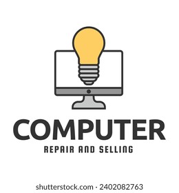 Desktop-Computer-Logo-Design einzeln auf weißem Hintergrund