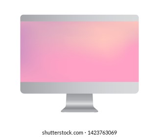 Desktop computer mockup. Desktop computer display isolated on white background.