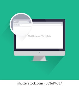 Desktop Computer Mockup With Flat Browser Template