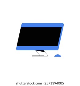 Desktop Computer Monitor In Flat Vector Illustration Symbolizing Technology, Work, And Digital Connectivity, Isolated On White Background