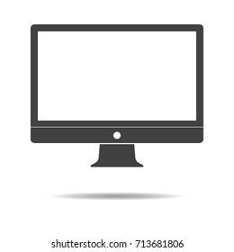 Desktop computer and monitor icon - simple flat design isolated on white background, vector